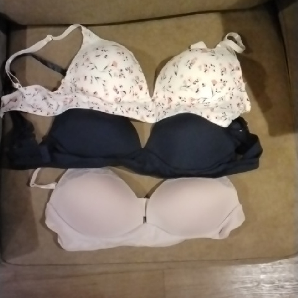 Laura Ashley Floral and Solid Bra Trio